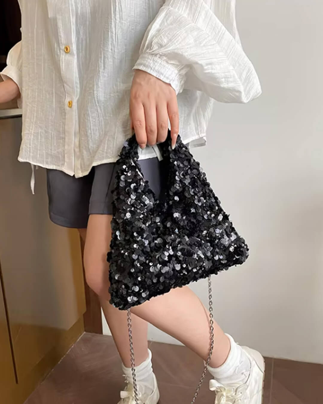 SOERA Sophia Sequin Evening Shoulder Bag - Bag - Black