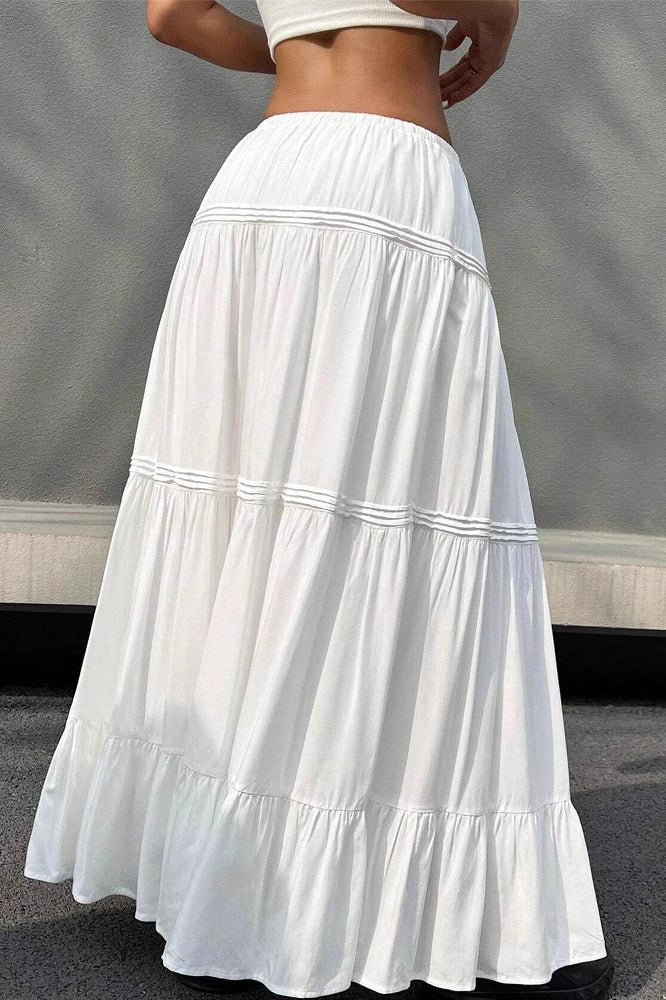 SOERA Marcella Tiered Ballet Maxi Skirt - Bottoms - White L
