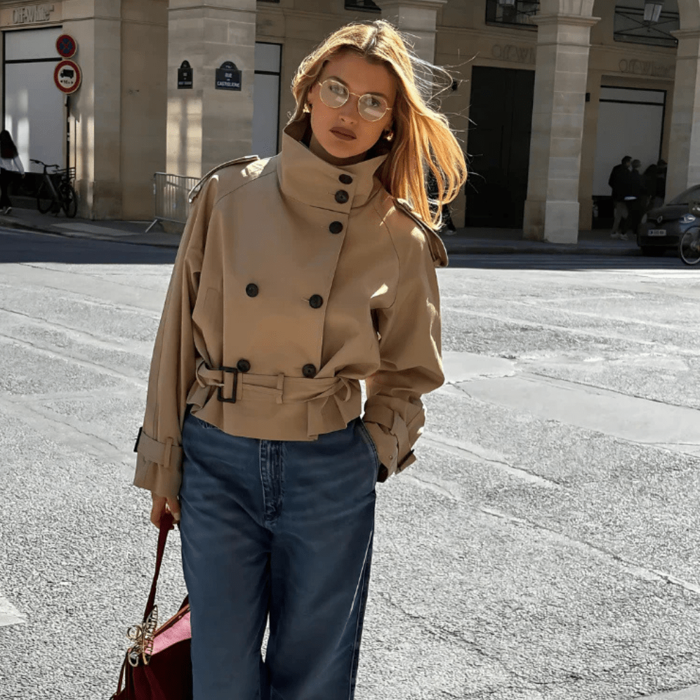 SOERA Marlene Cropped Trench Coat - Coat - Beige XS