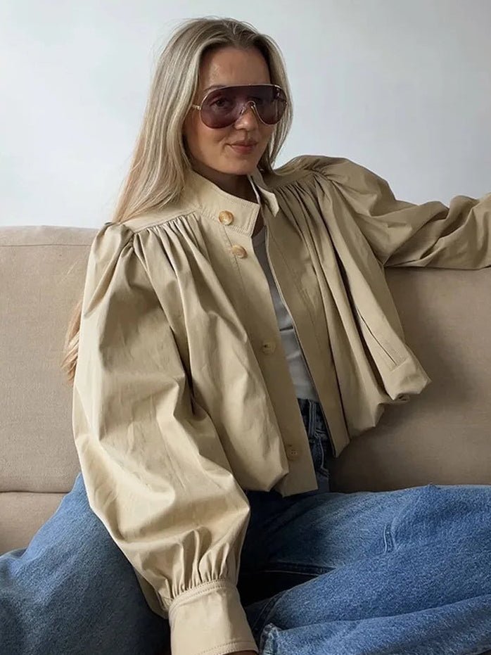 SOERA Jenna Loose Fit Pleated Jacket - Coats & Jackets - 1005009529250279-;Ih1775118758913284437 Beige S