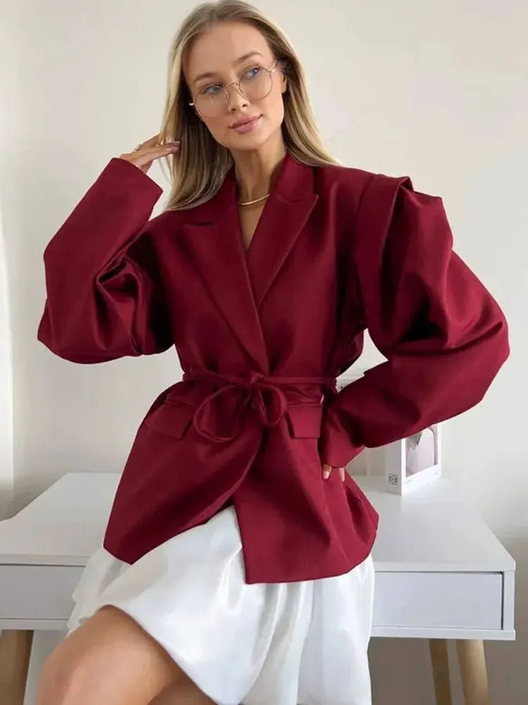 SOERA Leandra Wide Sleeves Belted Blazer - Coats & Jackets - Blue S