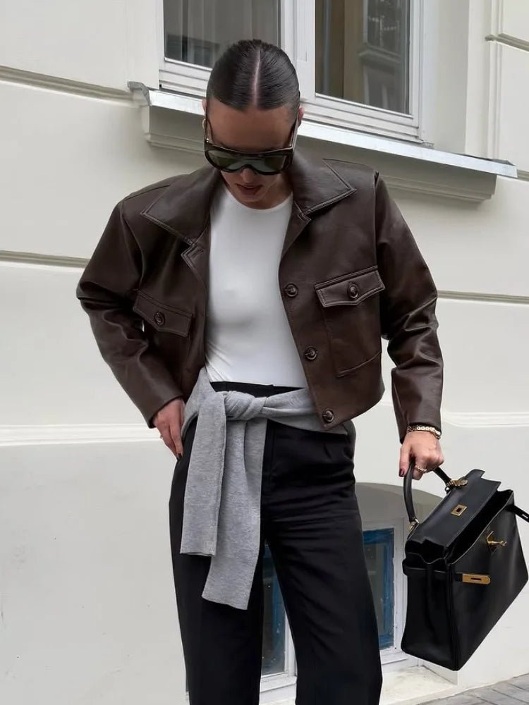 SOERA Rachelle Cropped Faux Leather Jacket - Coats & Jackets - 1005009685631106-;XH1776154514201392424 S