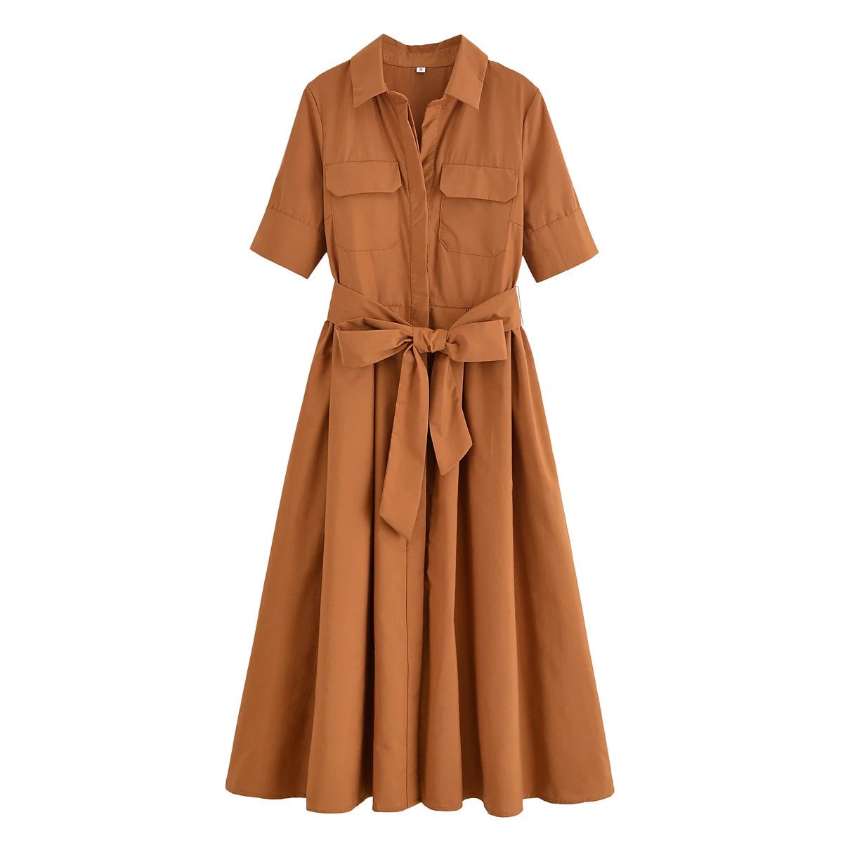 SOERA Ariane Belted Shirt Midi Dress - Dress - Brown S