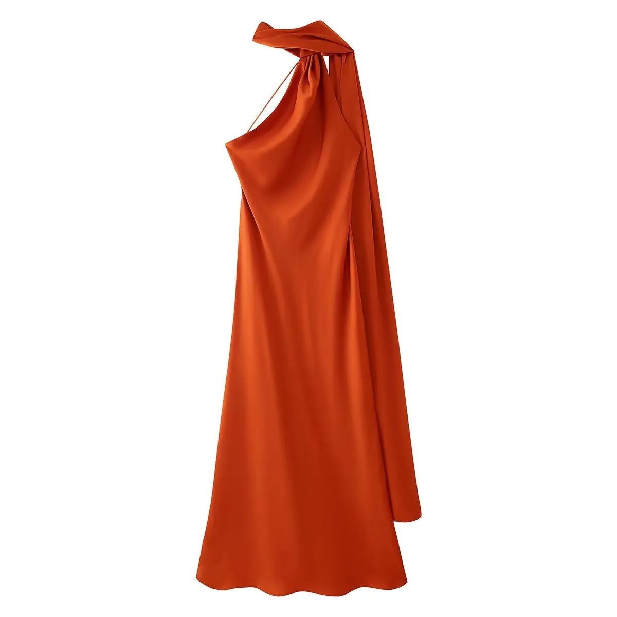 SOERA Beatrice Halter Backless Silk Satin Maxi Dress - Dress - Orange S