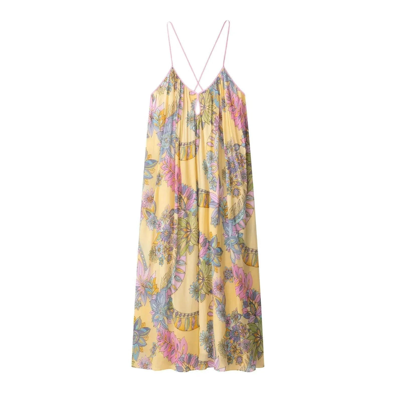 SOERA Bianca Floral Chiffon Cami Dress - Dress - Yellow XS