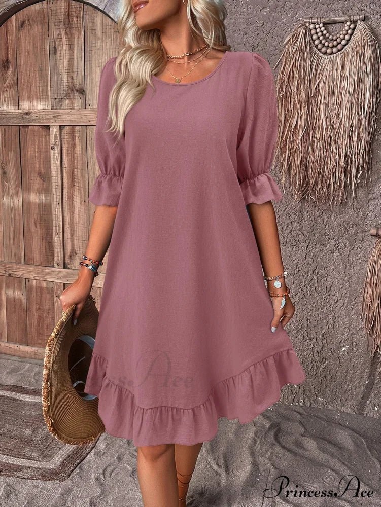 SOERA Celeste Ruffle Hem Smock Dress - Dress - Pink S