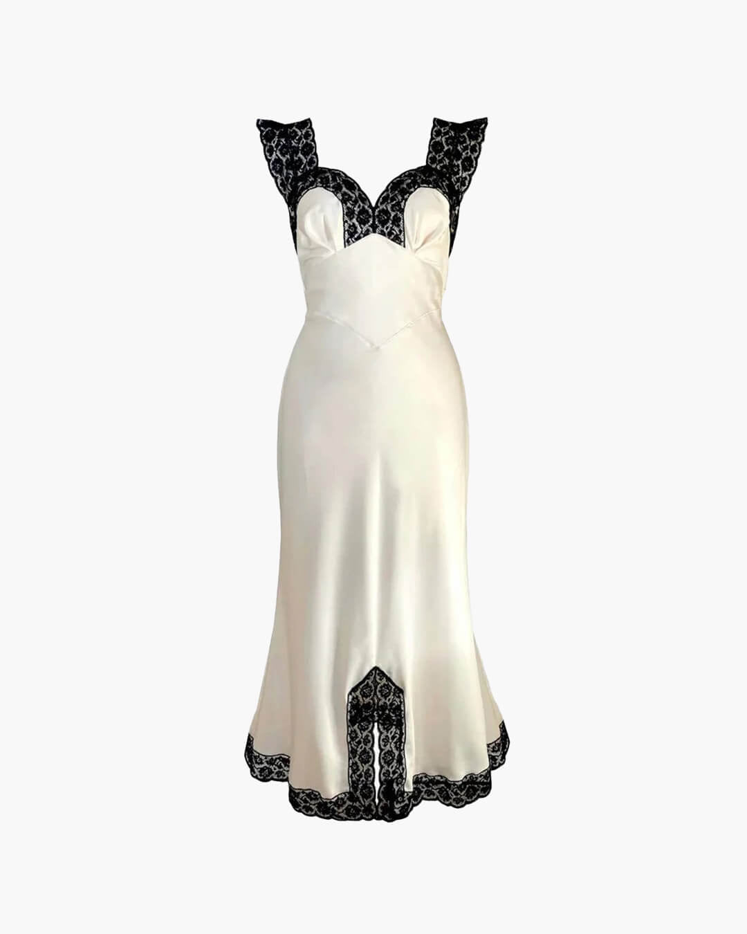 SOERA Joanna Satin Lace Long Dress - Dresses - 1005009954790316-;vT1775118759074241593 Black White S