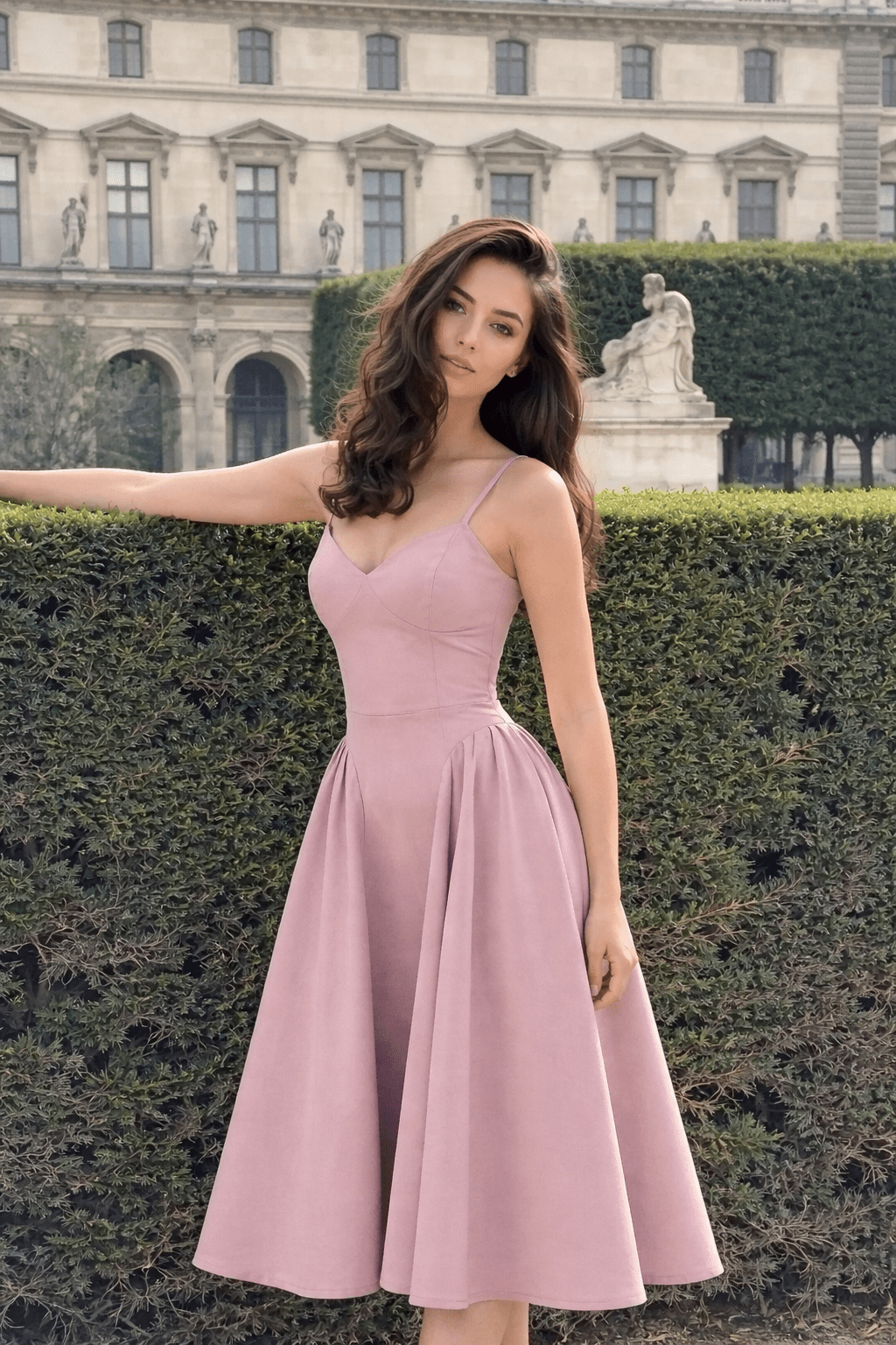 SOERA Luciana Bodice Spaghetti Strap Midi Dress - Dresses - Soft Peach S