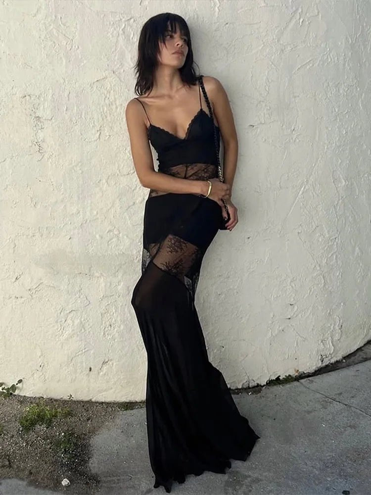 SOERA Ravenna Sheer Lace Slip Maxi Dress - Dresses - XS