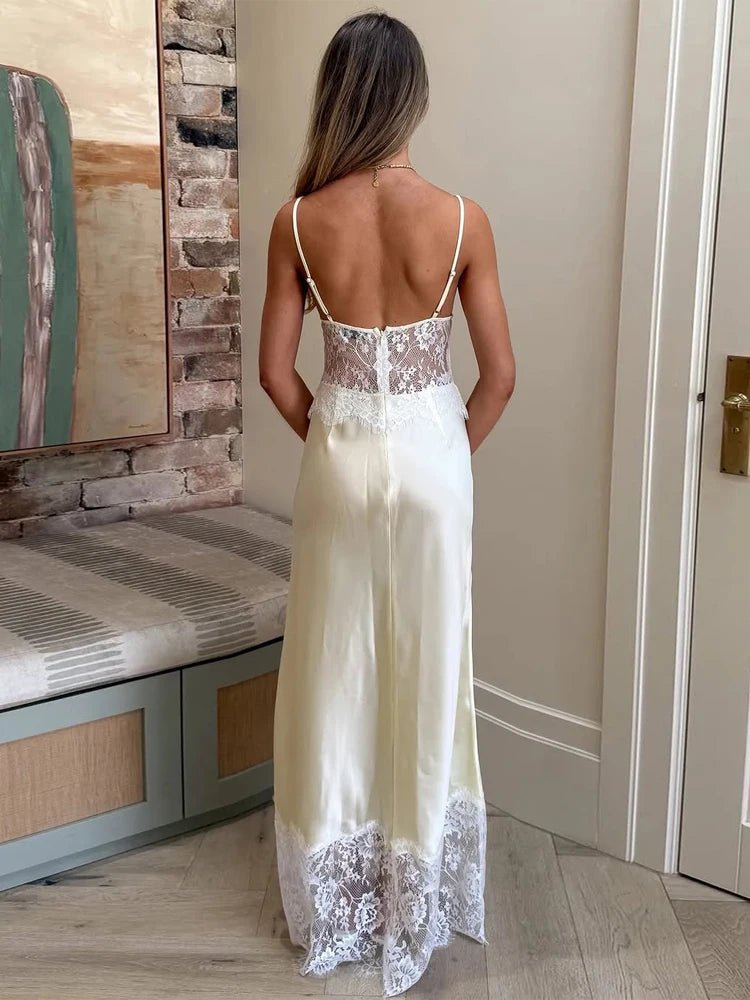 SOERA Lora Off - Shoulder Lace Satin Dress - Evening Dresses - 1005011697188415-;QM1775118758999294352 Yellow S