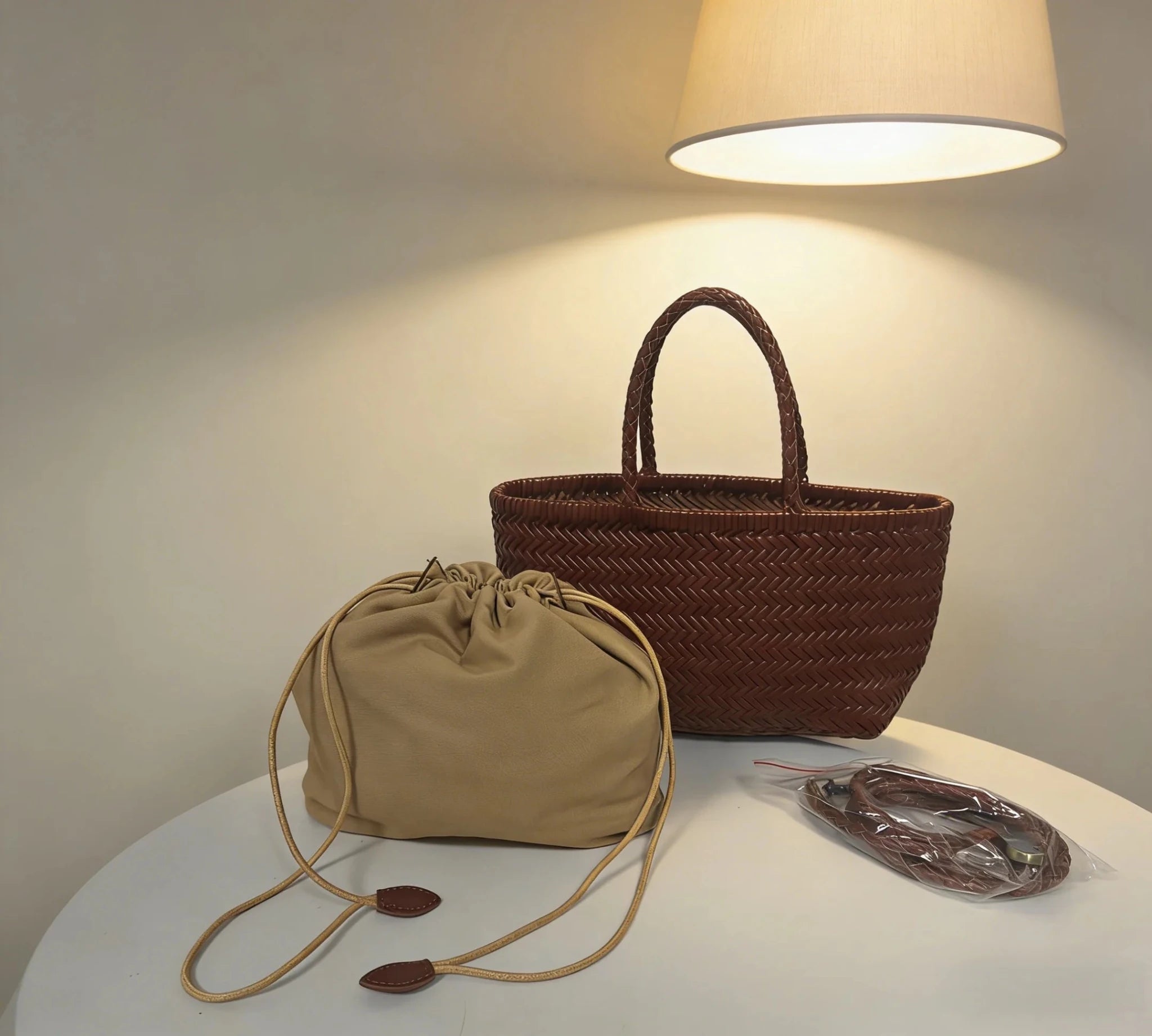 SOERA Anais Handwoven Leather Tote Bag - Handbags - Coffee