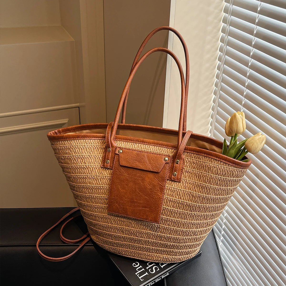 SOERA Beatrice Forest Woven Single-Shoulder Tote - Handbags - Brown