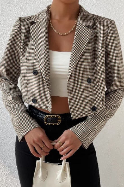 SOERA Bianca Houndstooth Cropped Blazer - Jacket - L