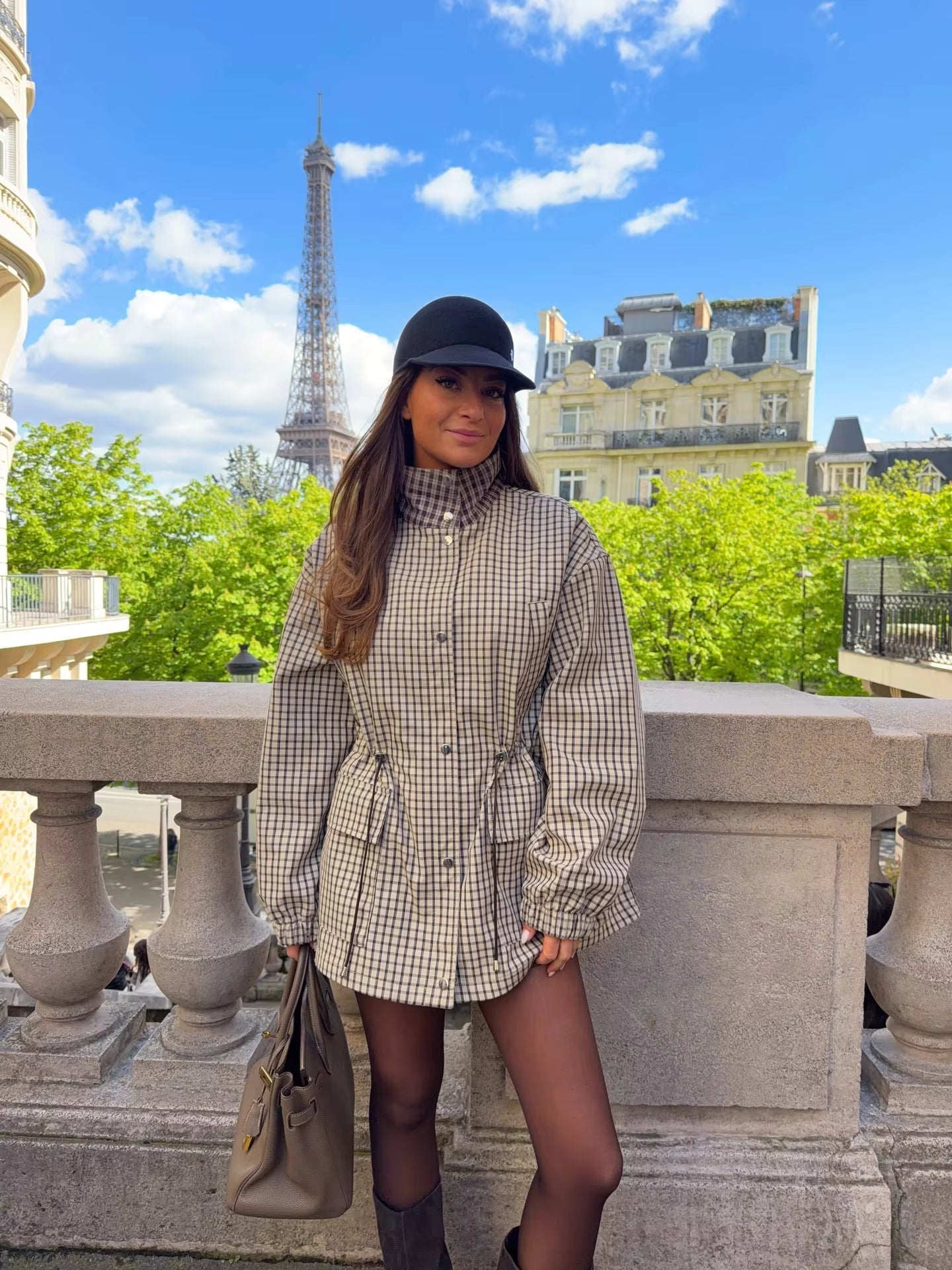 SOERA Myla Check Hooded Zip Jacket - Jacket - Beige S