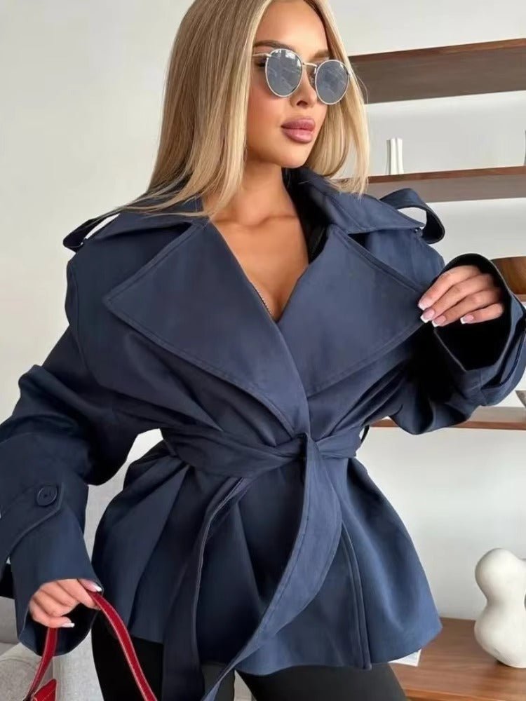 SOERA Hailey Crop Trench Coat - Jackets - Navy L