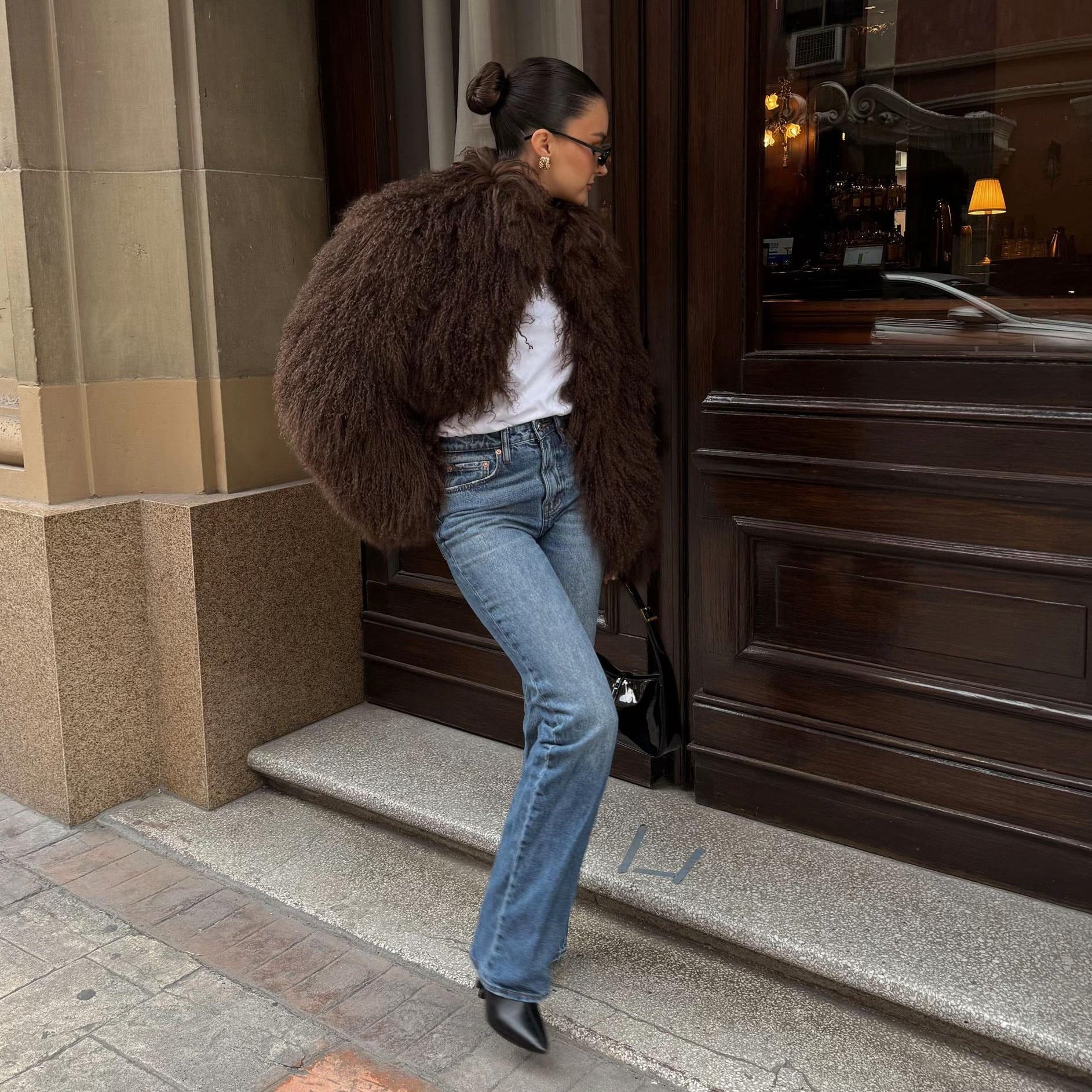 SOERA Liza Fuzzy Faux Fur Coat - Jackets - gO1764442362180616400 Black XS