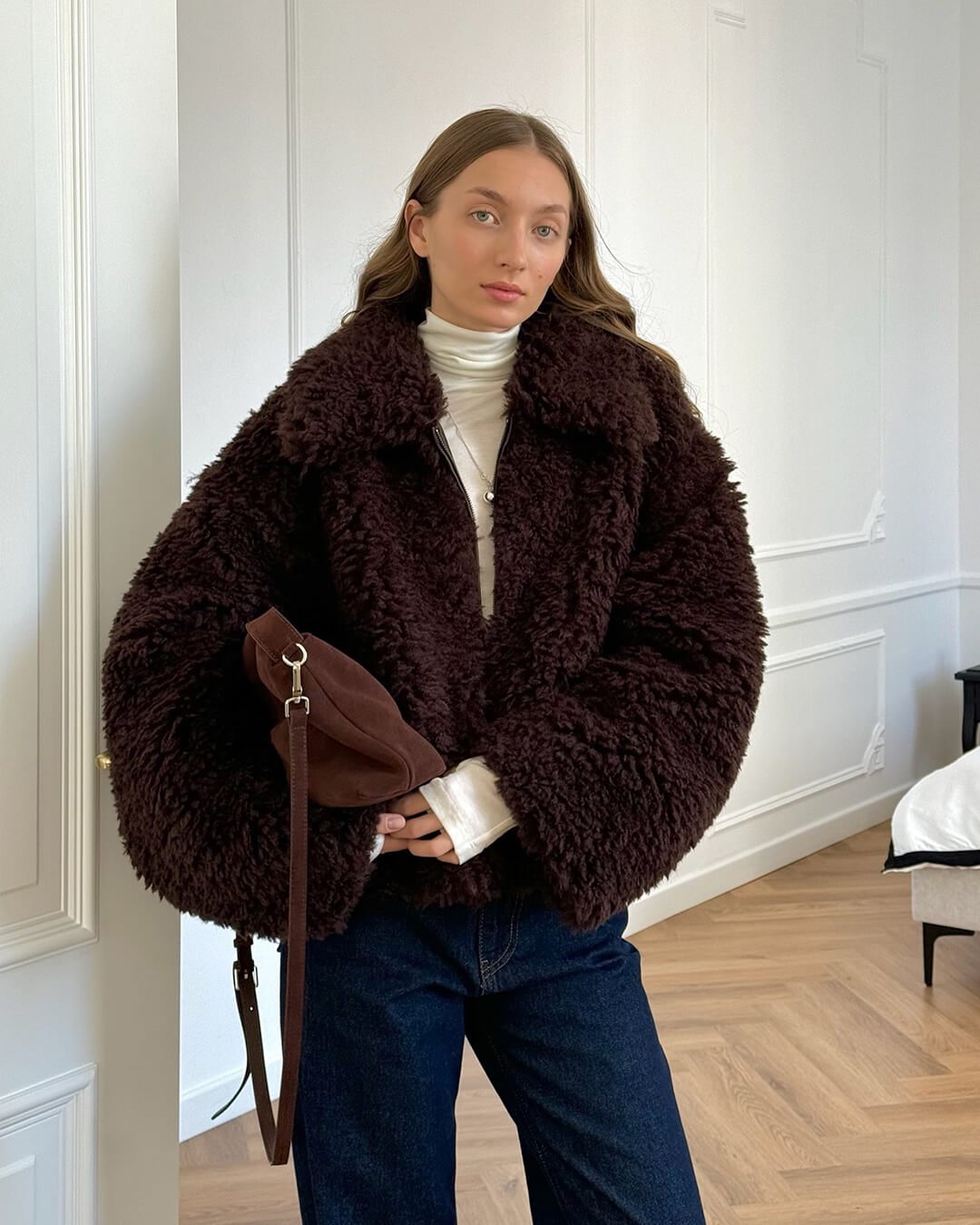 SOERA Porsha Faux Fur Teddy Jacket - Jackets - 3256809998082516-;uX1763625122459146177 Dark Brown XS