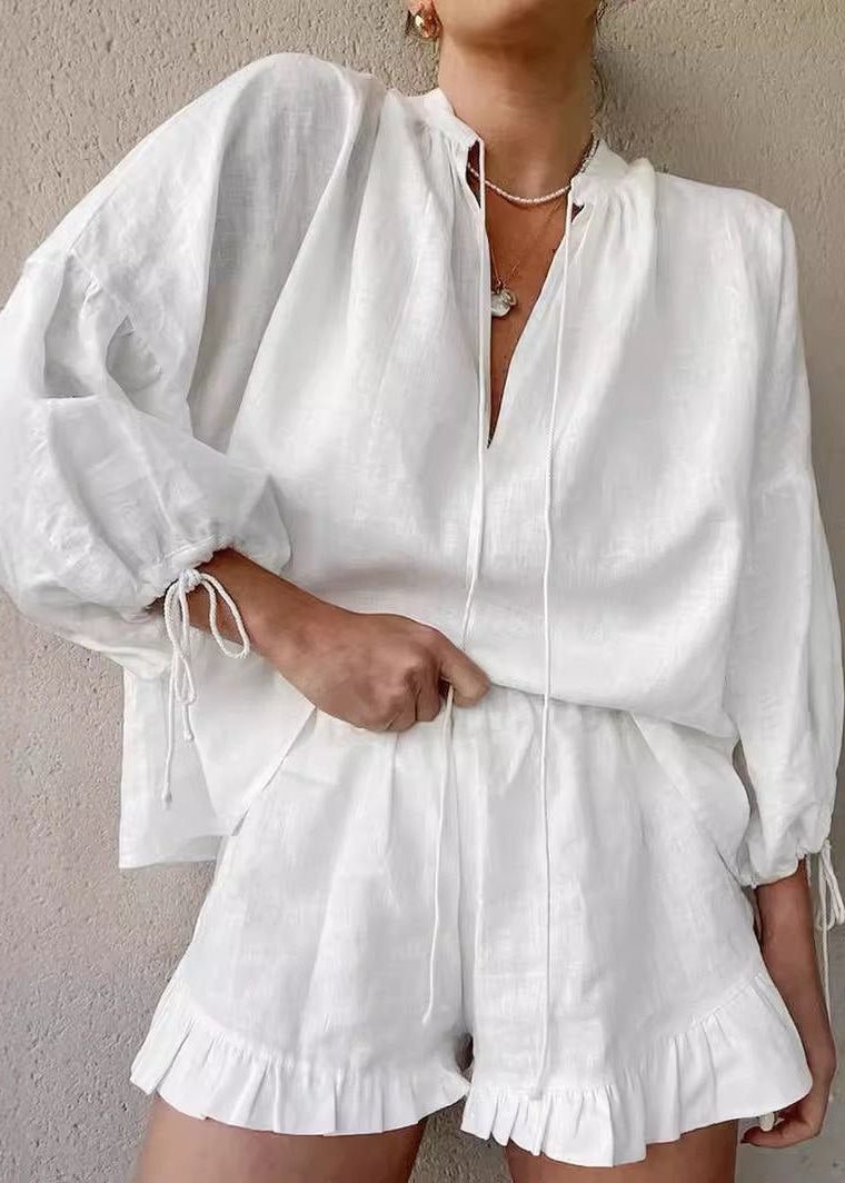 SOERA Beatrice Cotton Lounge Set - Matching Sets - White Set M