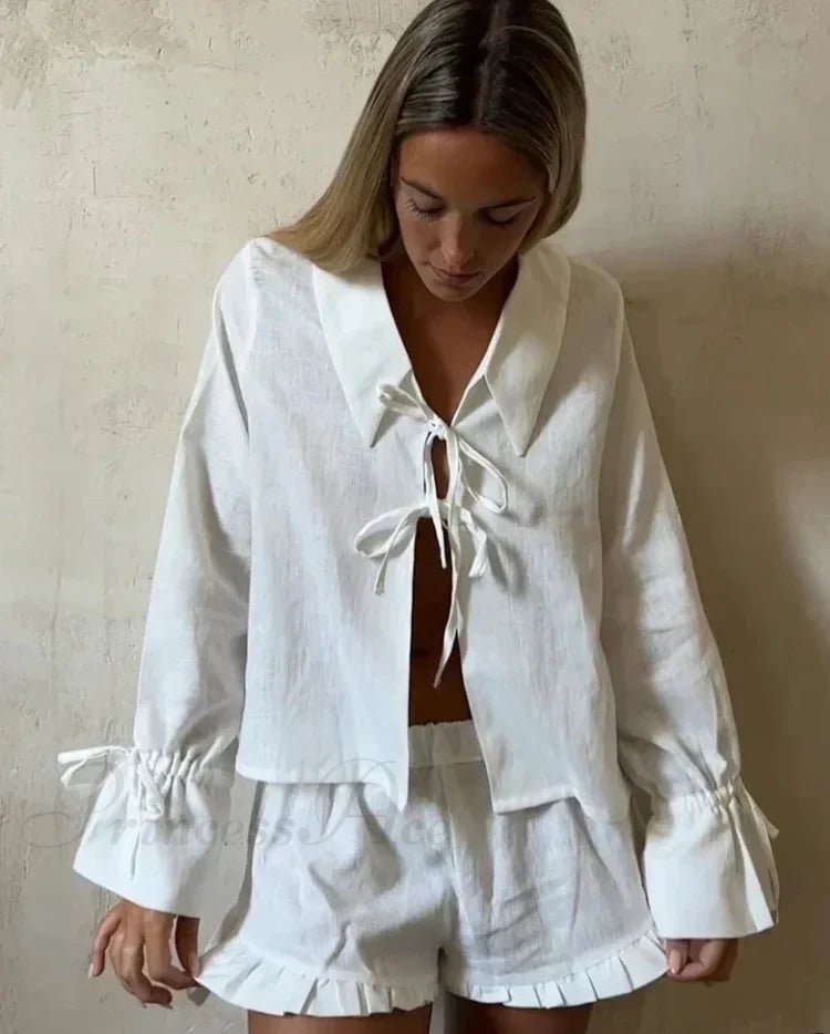 SOERA Bianca Stylish Cotton Two Piece Set - Matching Sets - White M