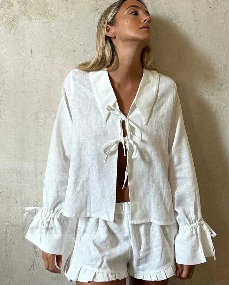SOERA Bianca Stylish Cotton Two Piece Set - Matching Sets - White S