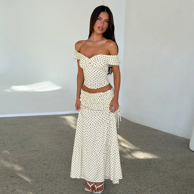 SOERA Maisie Off-Shoulder Crop Top Skirt Set - Matching Sets - White XS