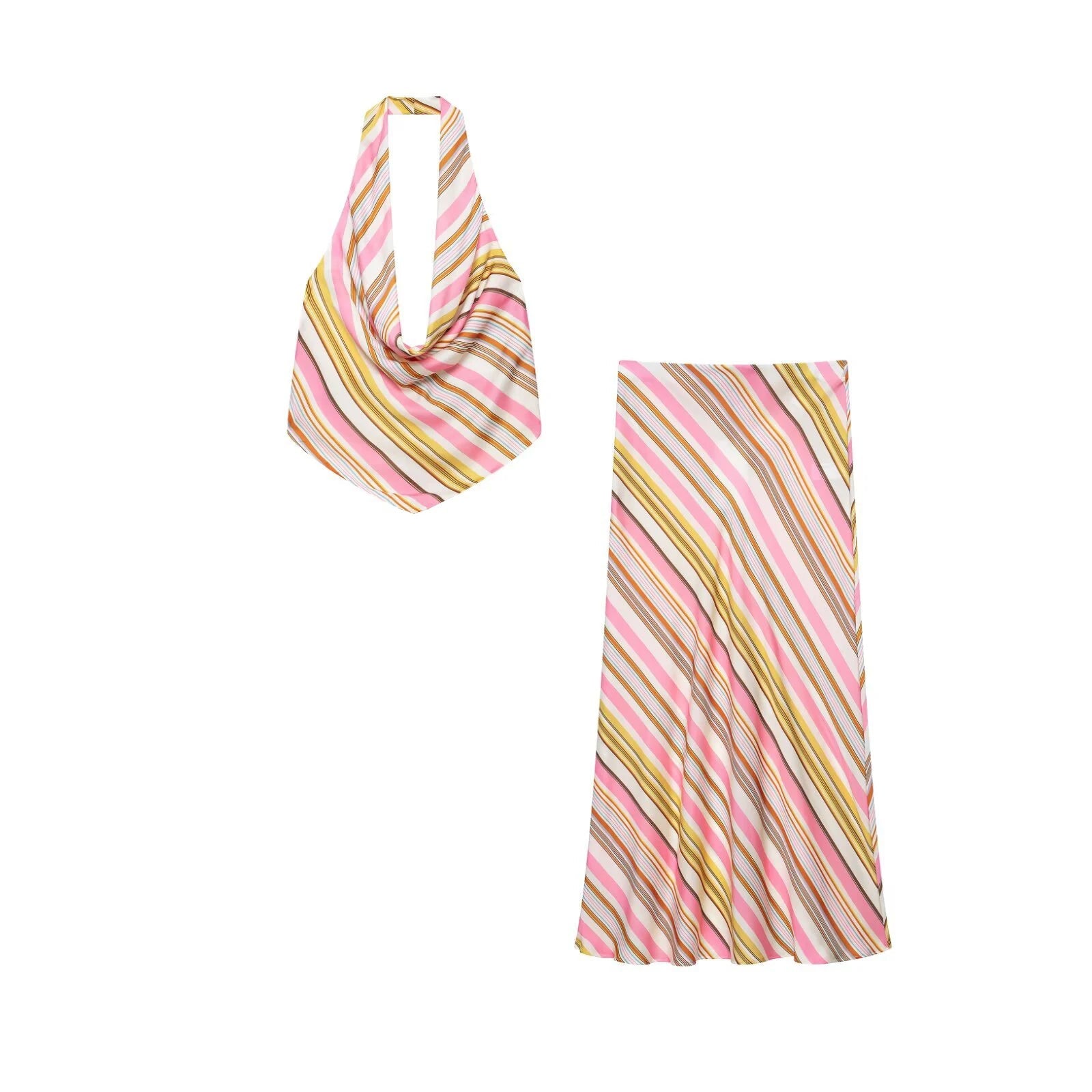 SOERA Sienna Bohemian Striped Satin Two - Piece Set - Matching Sets - Set M