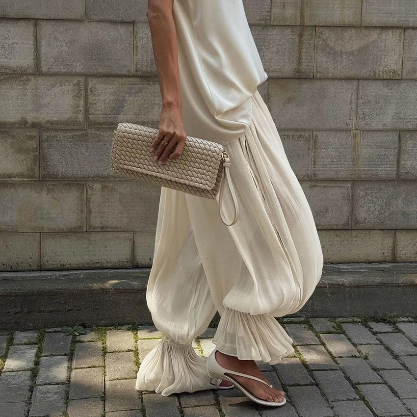 SOERA Beatrice Sheer Elastic Waist Flare Trousers - Pants - XS