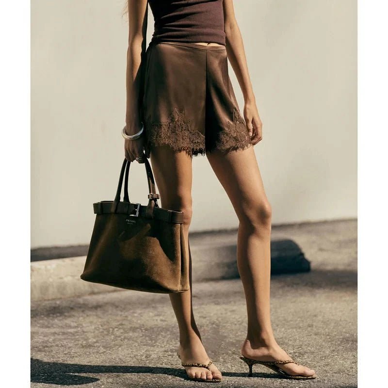SOERA Fiora Satin Shorts - Shorts - Brown L