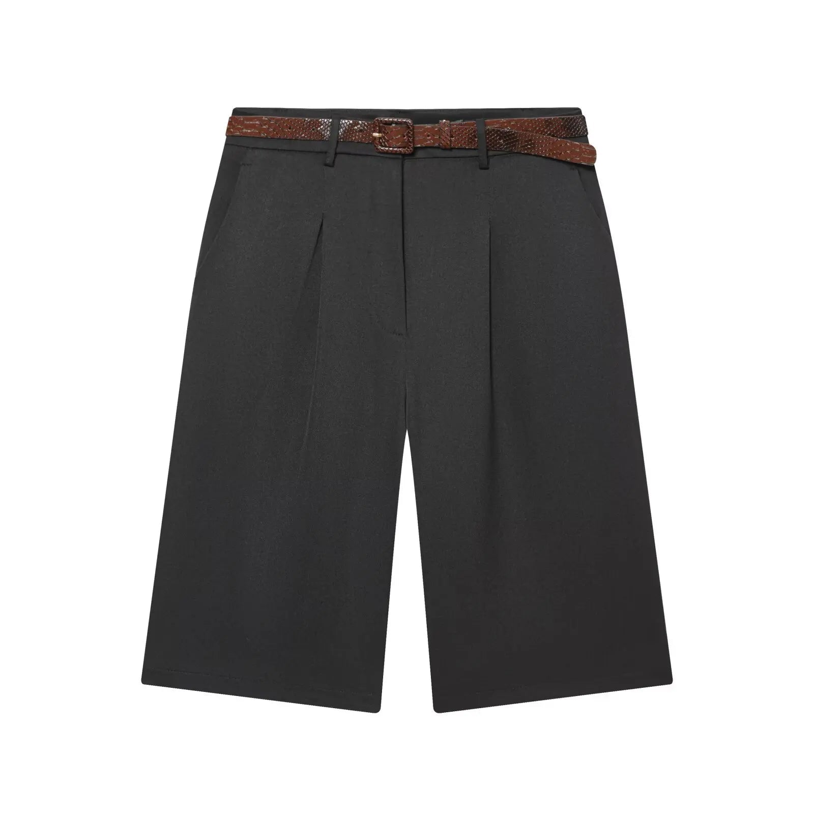 SOERA Florentine High Waist Bermuda Shorts with Belt - Shorts - Black M