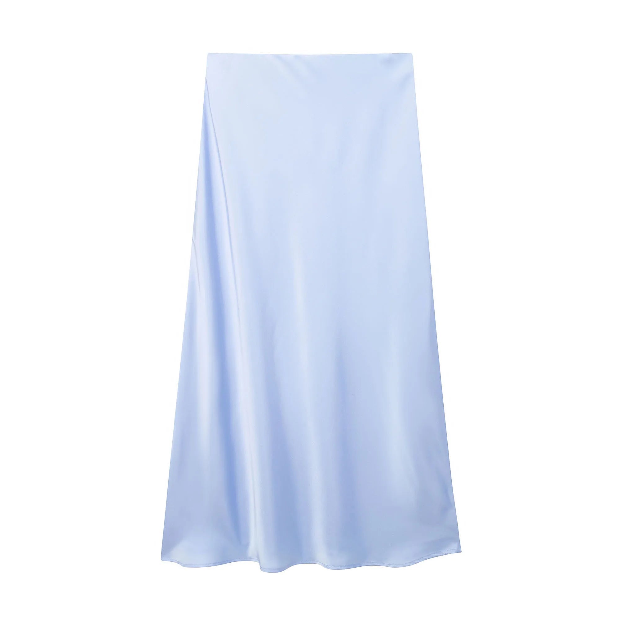 SOERA Anais High Waist Black Satin Midi Skirt - Skirt - Light Blue XS