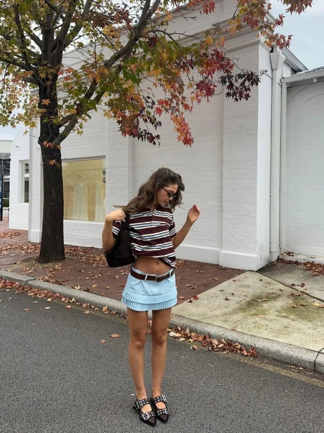 SOERA Bella Low - Waist Pleated Mini Skirt - Skirt - Blue M