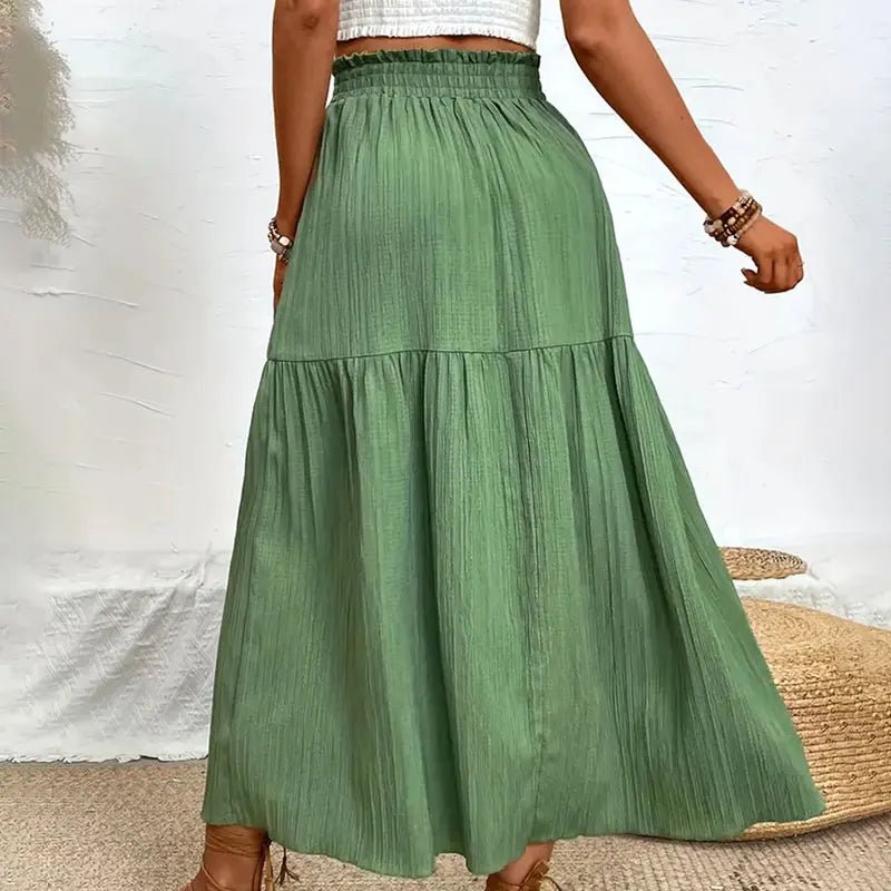 SOERA Maia Bohemian Midi Ruffle Skirt - Skirt - Olive L