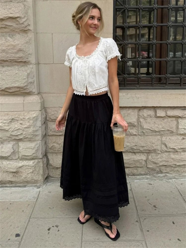 SOERA Blair High-Waist Lace Maxi Skirt - Skirts - White