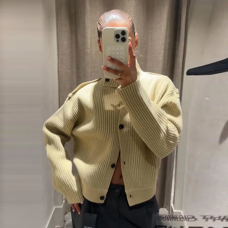 SOERA Kylie Knitted High Neck Cardigan - Sweaters & Cardigans - 1005010080728844-;tM1775436738222436208 Brown XS