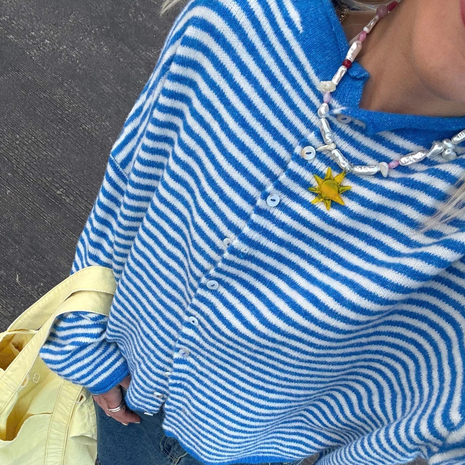 SOERA Sofia Striped Cardigan - Sweaters & Cardigans - Blue M