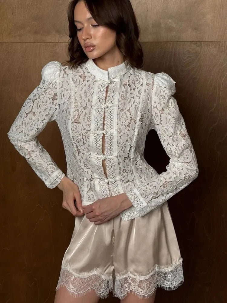 SOERA Jeanna Long Sleeve Lace Top - Tops - 1005009750893359-;Pa1775623627114946826 White M