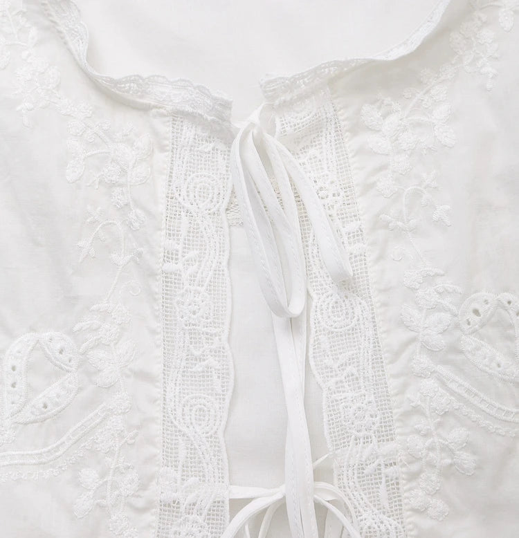 SOERA Juvie Embroidered Lace Trim Blouse - Tops - 1005007741959502-;vh1771345061615641872 White M