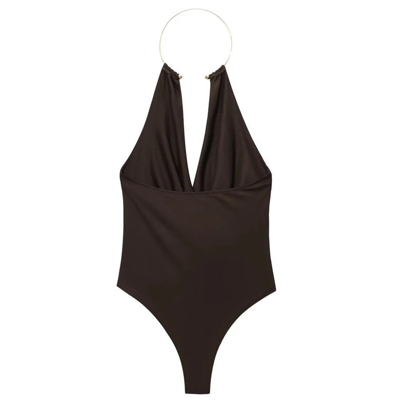 SOERA Ophelia Backless Draped Bodysuit - Tops - 1005009383931631-;oN1762998398594440968 Brown XS