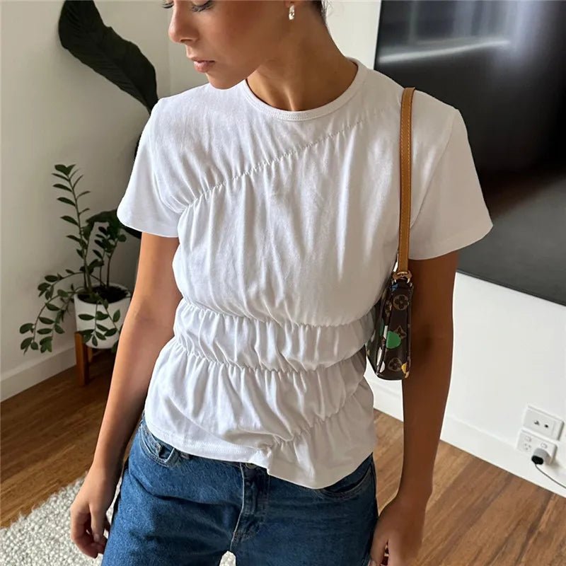 SOERA Paloma Short Sleeve Scrunched Top - Tops - 1005008806492049-;cW1775670873870807833 White S