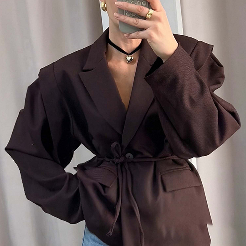 Leandra Wide Sleeves Belted Blazer