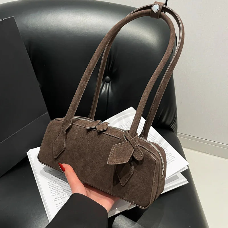 Retro Suede Crossbody Bag for Women - Stylish Versatile Shoulder Purse 0