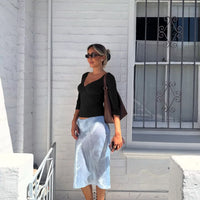 Sofia Deep V Midi Sleeve Tee