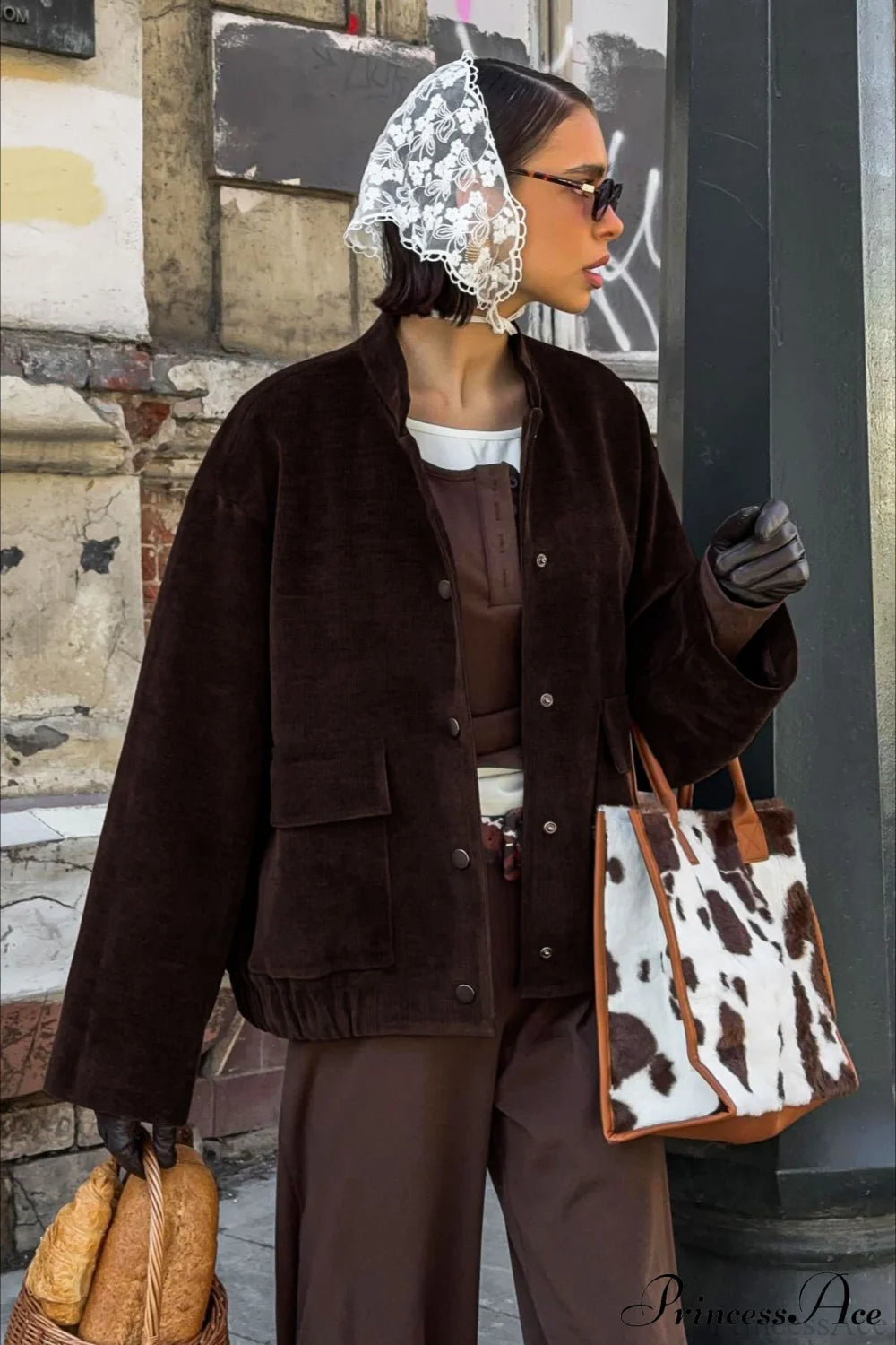 Stylish Corduroy Retro Jacket Coat with Stand Collar and Loose Fit 0