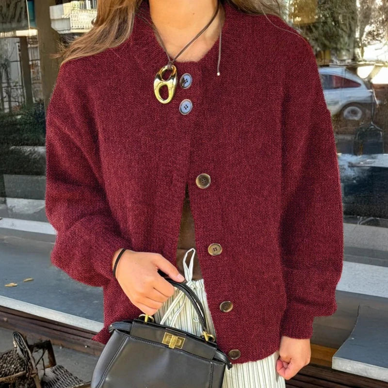 Women's Retro Solid Color Long Cardigan - Cozy Wool Sweater for Casual Wear 7