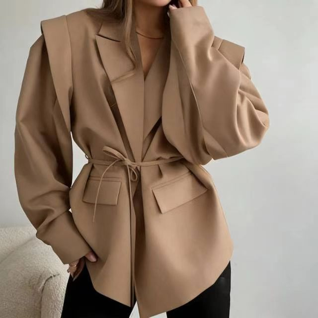 Leandra Wide Sleeves Belted Blazer