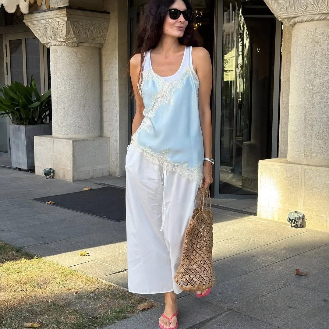 Kara Asymmetric Satin Cami Top