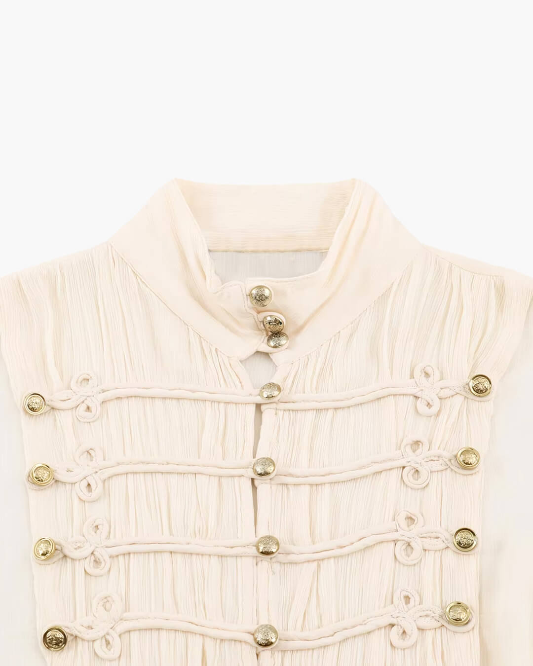 SOERA Amelie Vintage Chiffon Stand Collar Blouse - Blouse - SOERA-356547-BEI-L-79107 Beige L