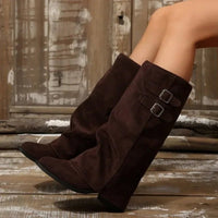 Isabel Retro Buckle Knee High Boots