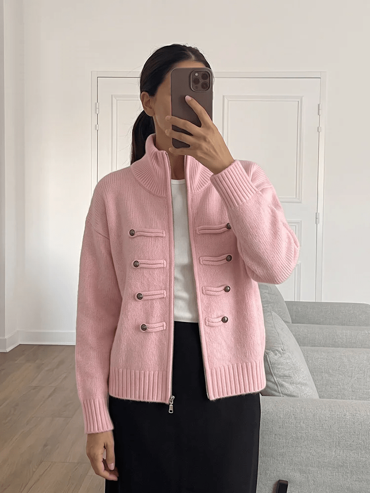 SOERA Amelie Turtleneck Zip Knit Cardigan - Cardigan - SOERA-944963-PIN-O-12419 Pink One Size