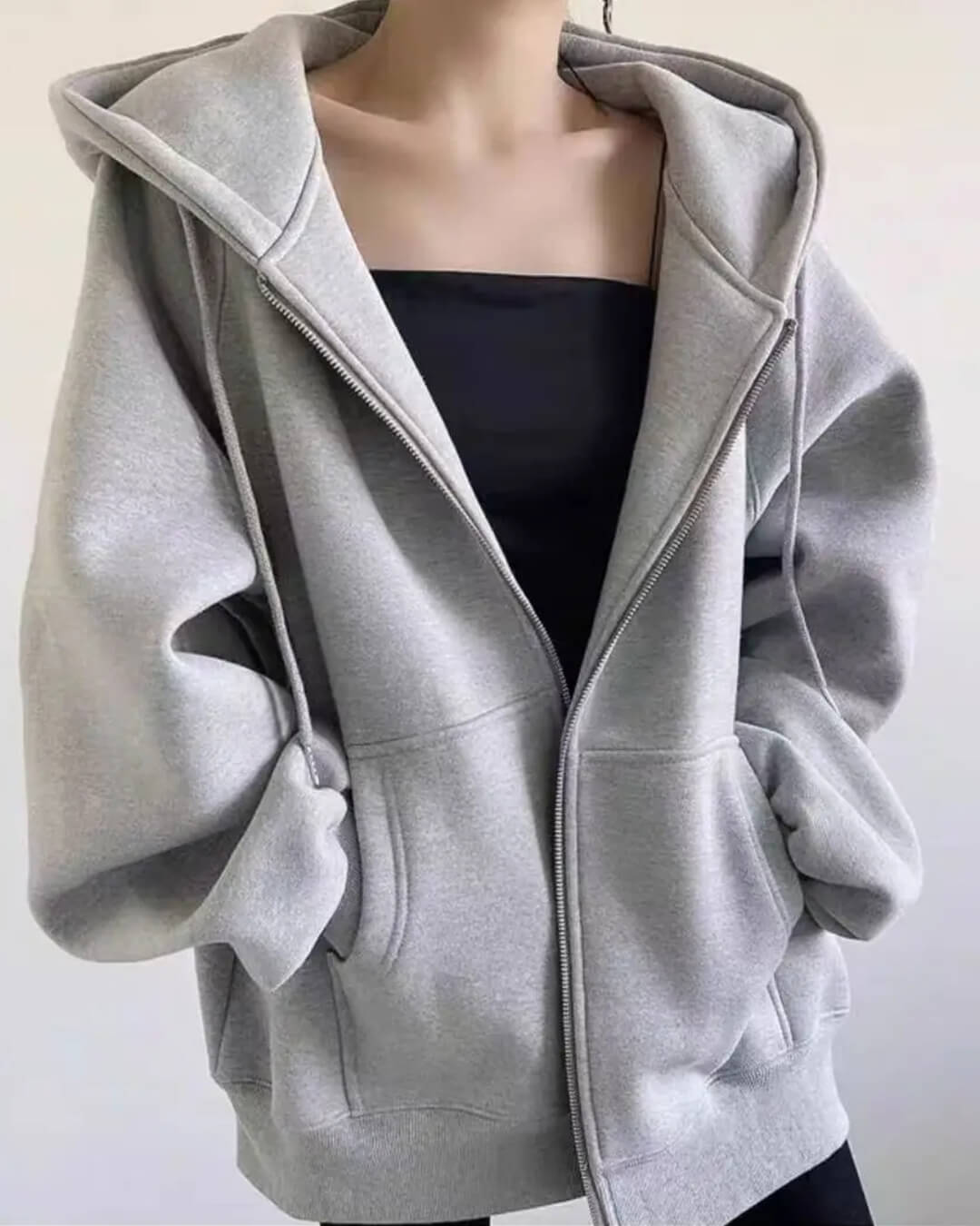 SOERA Eveline Zip - Up Hoodie - Cardigans - 3256807786338972-;LF1765388021443425559 Light Grey S